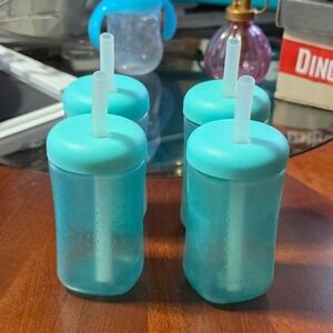 Teal  Straw Cups (Set of 4)